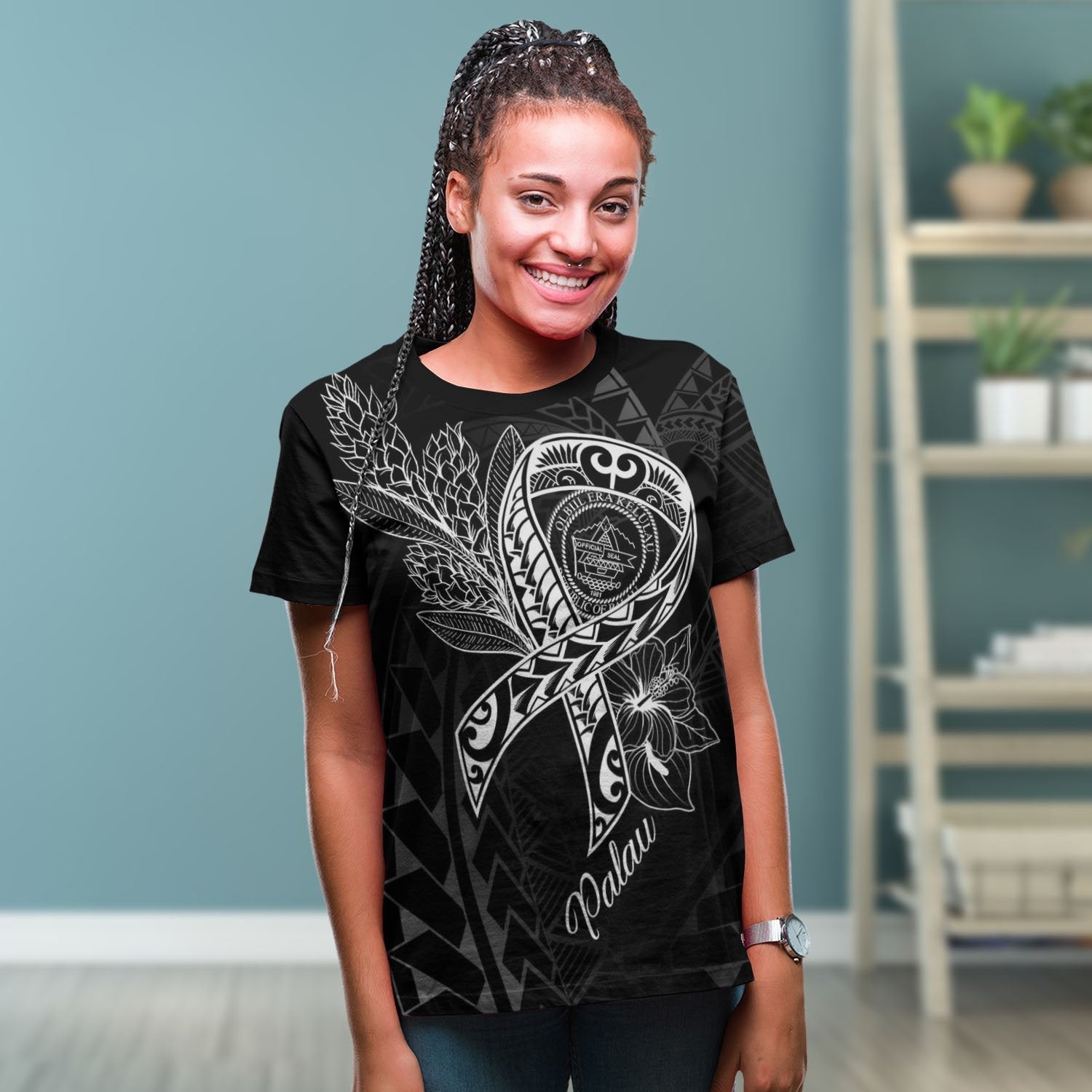 Palau T shirt - Ribbon Polynesian Style - Vibe Hoodie Shop