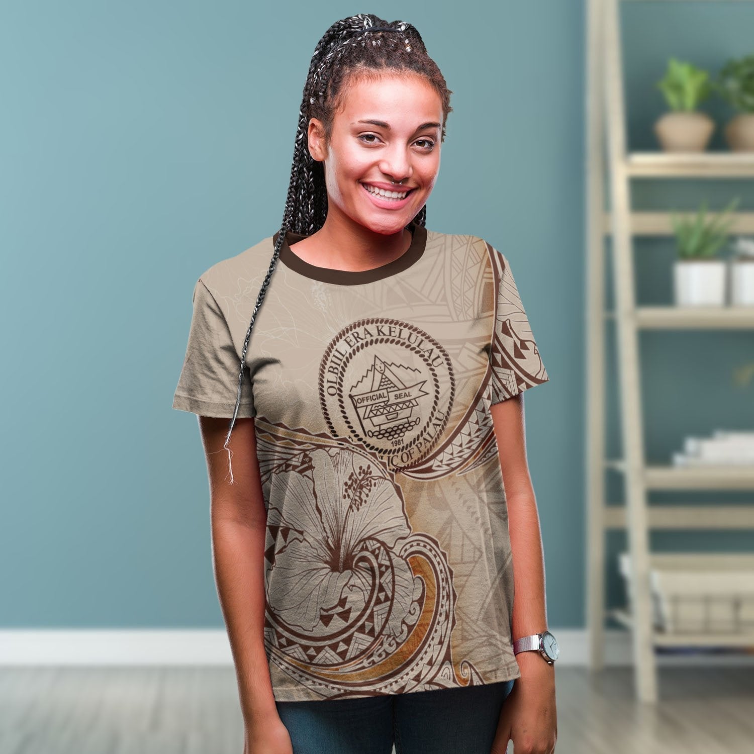 Palau T shirt - Hibiscus Flowers Vintage Style - Vibe Hoodie Shop