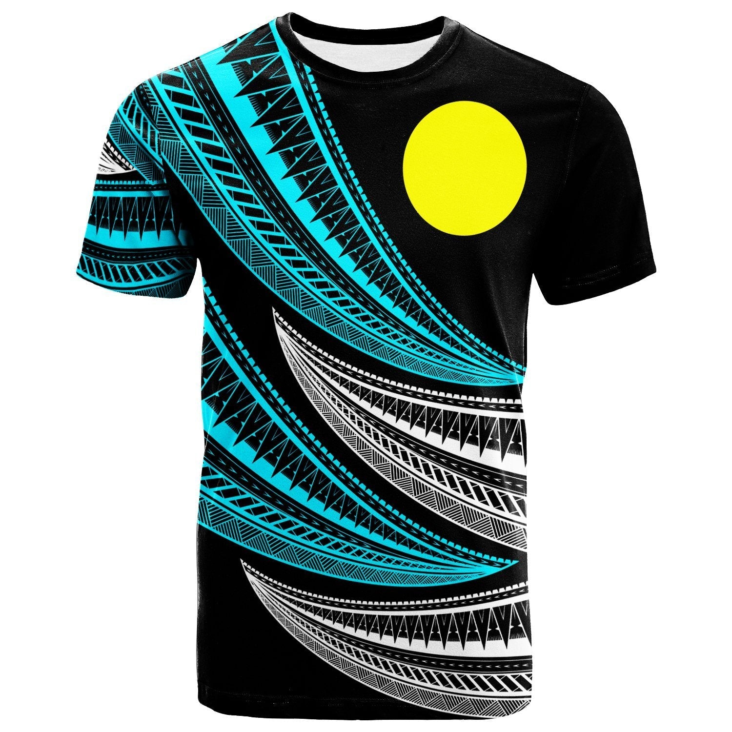 Palau Custom Personalised T shirt - Wave Pattern Alternating - Vibe Hoodie Shop