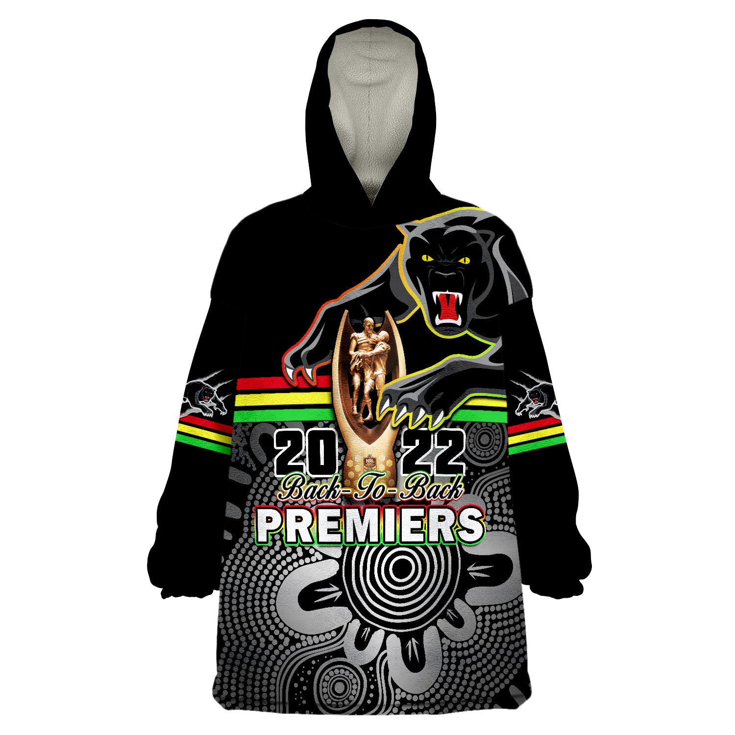 Panthers Rugby Pennies Premiers 2022 Back To Back Indigenous Original Wearable Blanket Hoodie - Vibe Hoodie Shop