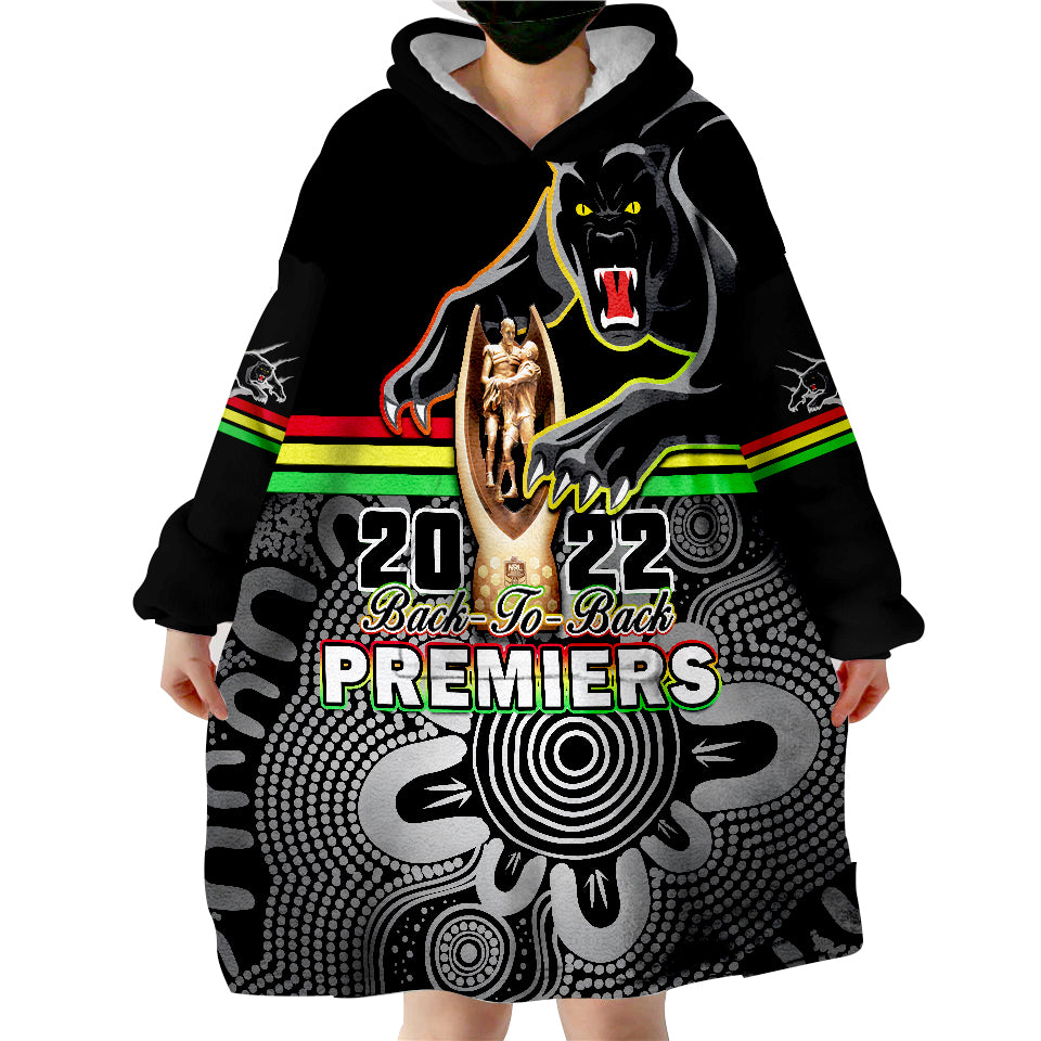 Panthers Rugby Pennies Premiers 2022 Back To Back Indigenous Original Wearable Blanket Hoodie - Vibe Hoodie Shop
