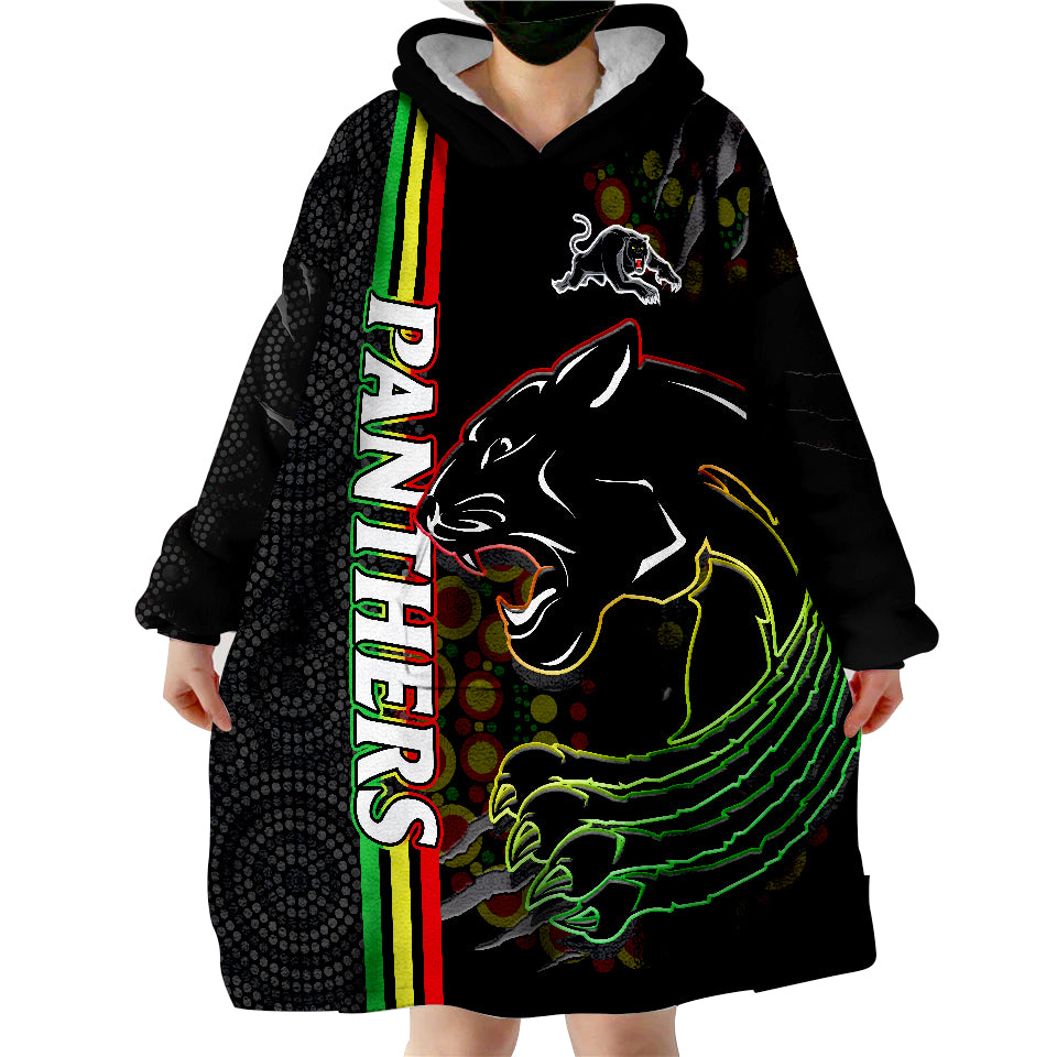 Panthers Rugby The Mountain Men Aboriginal Art Dynamic Wearable Blanket Hoodie - Vibe Hoodie Shop