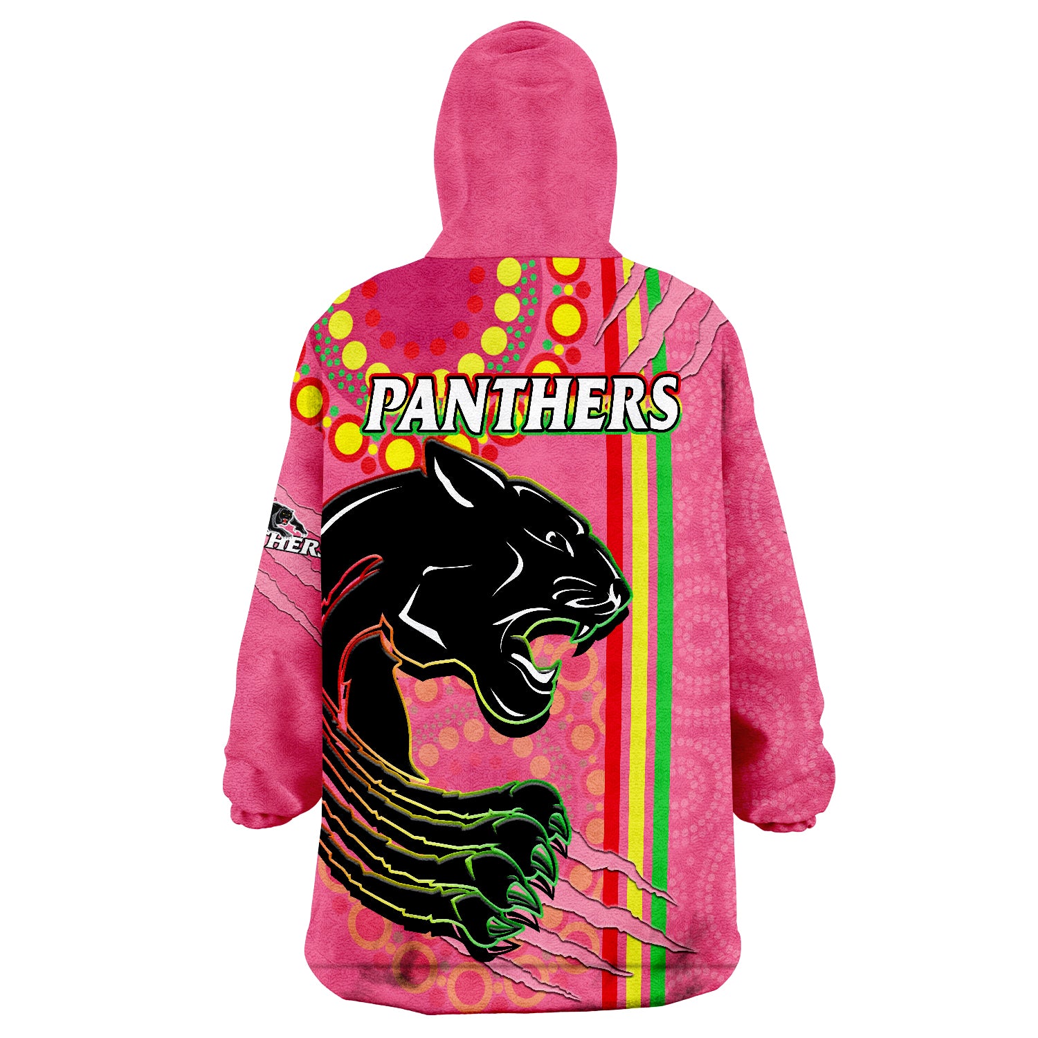 Panthers Rugby The Mountain Men Aboriginal Art Dynamic Pink Version Wearable Blanket Hoodie - Vibe Hoodie Shop