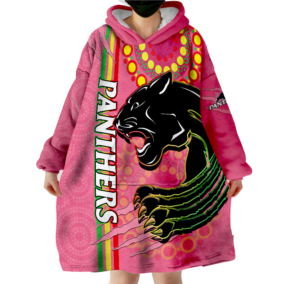 Panthers Rugby The Mountain Men Aboriginal Art Dynamic Pink Version Wearable Blanket Hoodie - Vibe Hoodie Shop