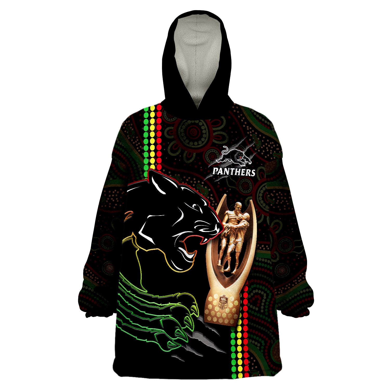 Panthers Rugby The Riff 2022 Premiers Aboriginal Art Wearable Blanket Hoodie - Vibe Hoodie Shop