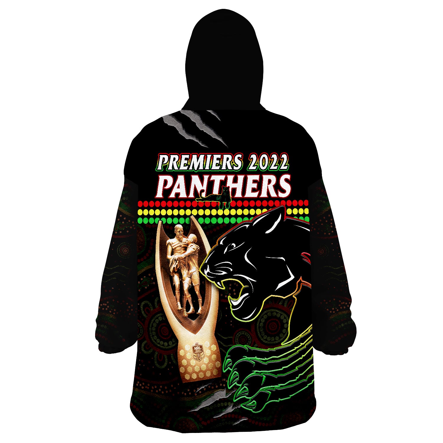 Panthers Rugby The Riff 2022 Premiers Aboriginal Art Wearable Blanket Hoodie - Vibe Hoodie Shop