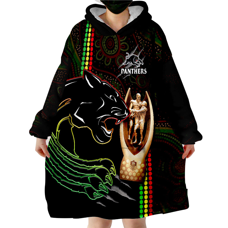 Panthers Rugby The Riff 2022 Premiers Aboriginal Art Wearable Blanket Hoodie - Vibe Hoodie Shop