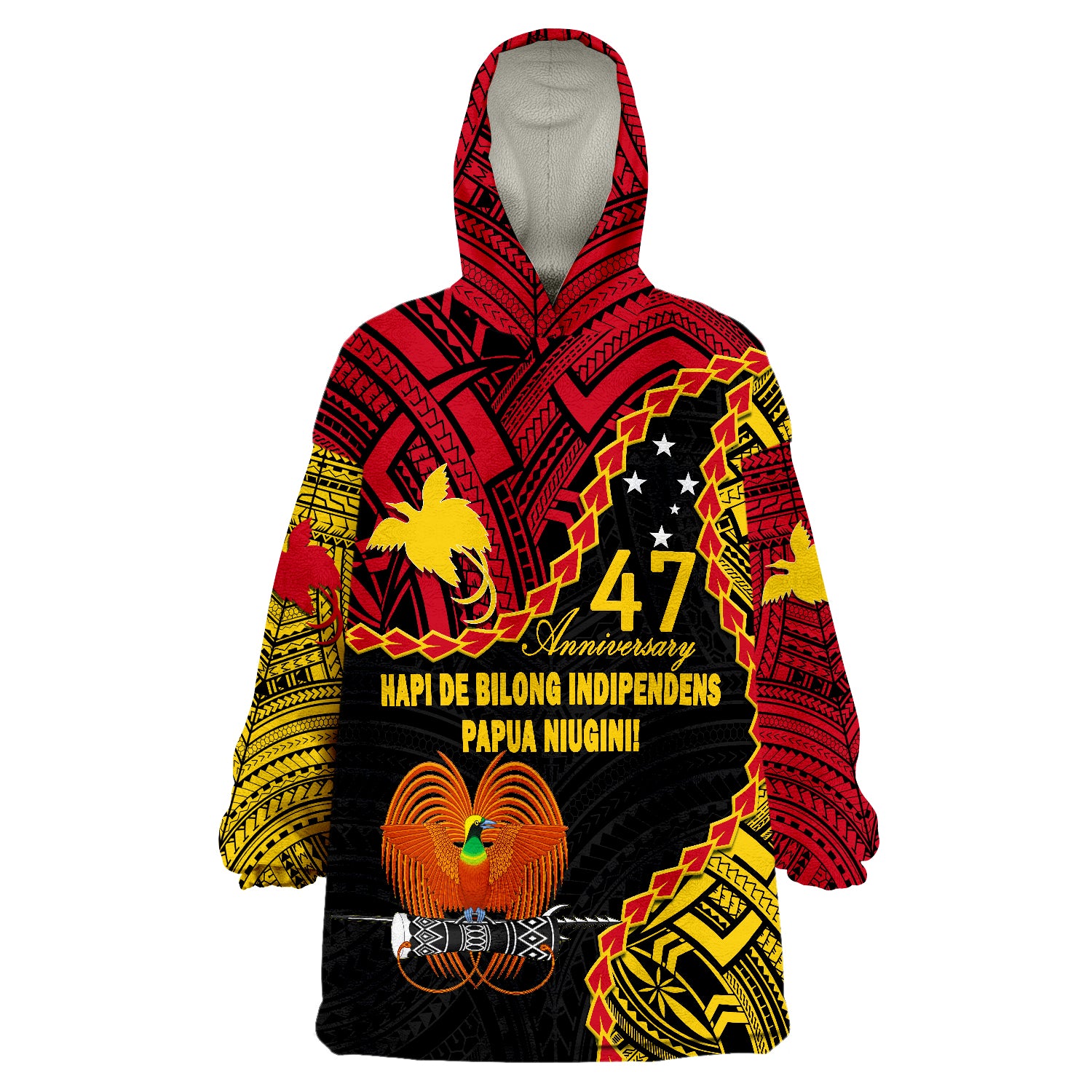 Papua New Guinea 47th Anniversary Hapi De bilong Indipendens Papua Niugini Wearable Blanket Hoodie - Vibe Hoodie Shop