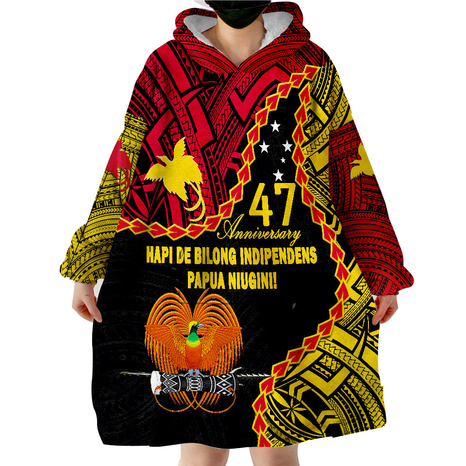 Papua New Guinea 47th Anniversary Hapi De bilong Indipendens Papua Niugini Wearable Blanket Hoodie - Vibe Hoodie Shop