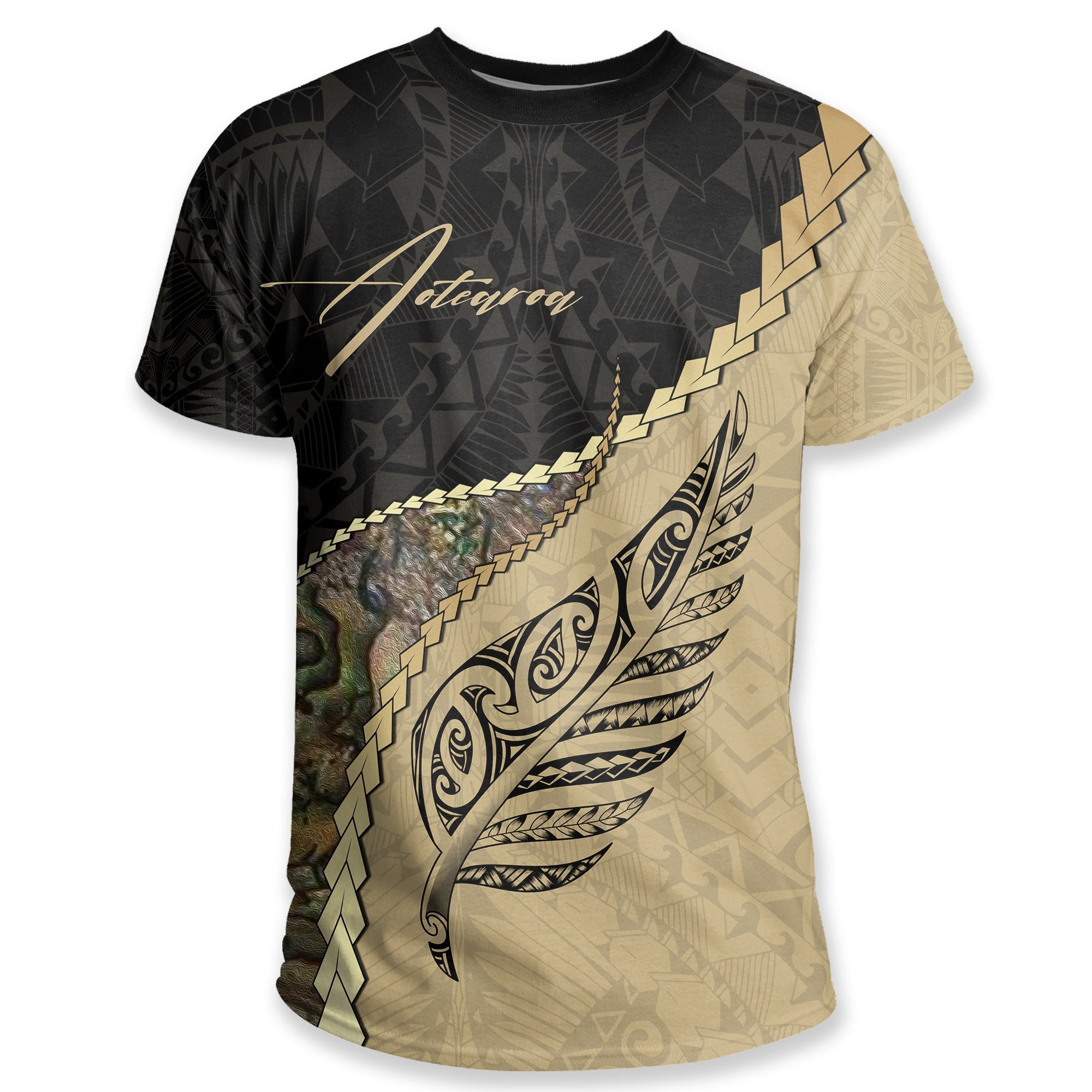 Maori Silver Fern T shirt, Paua Shell Shirt - Signatrue - Vibe Hoodie Shop