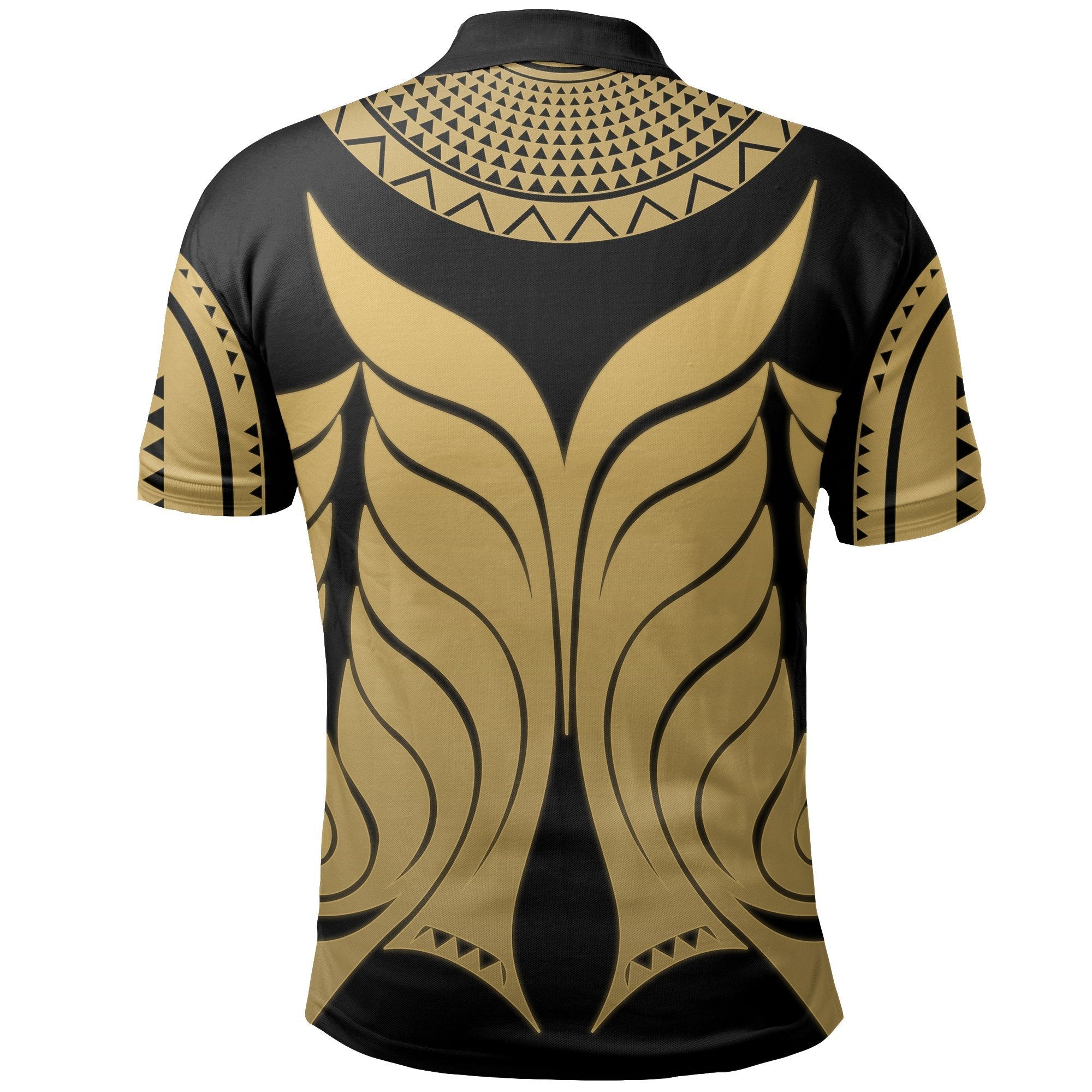 Yap Tribal Tattoo Polo Shirt Gold - Vibe Hoodie Shop