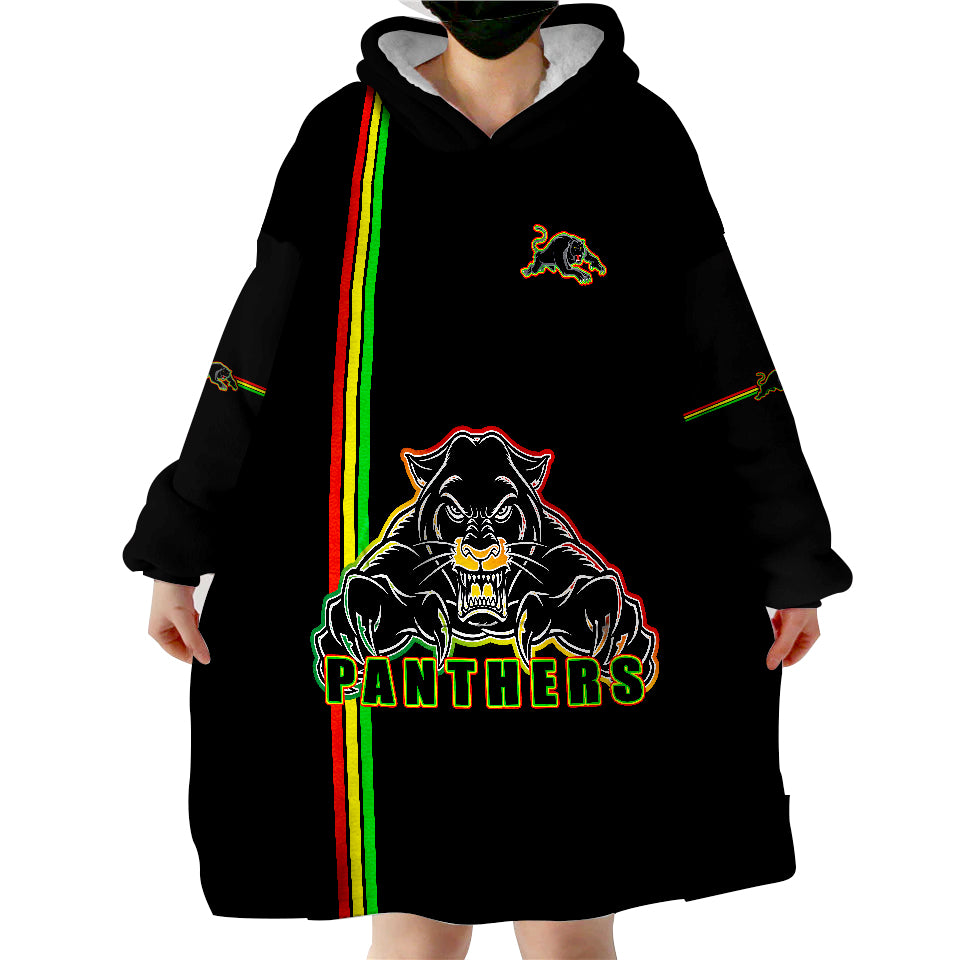 Penrith Panthers Angry Panther Simple Style Wearable Blanket Hoodie - Vibe Hoodie Shop