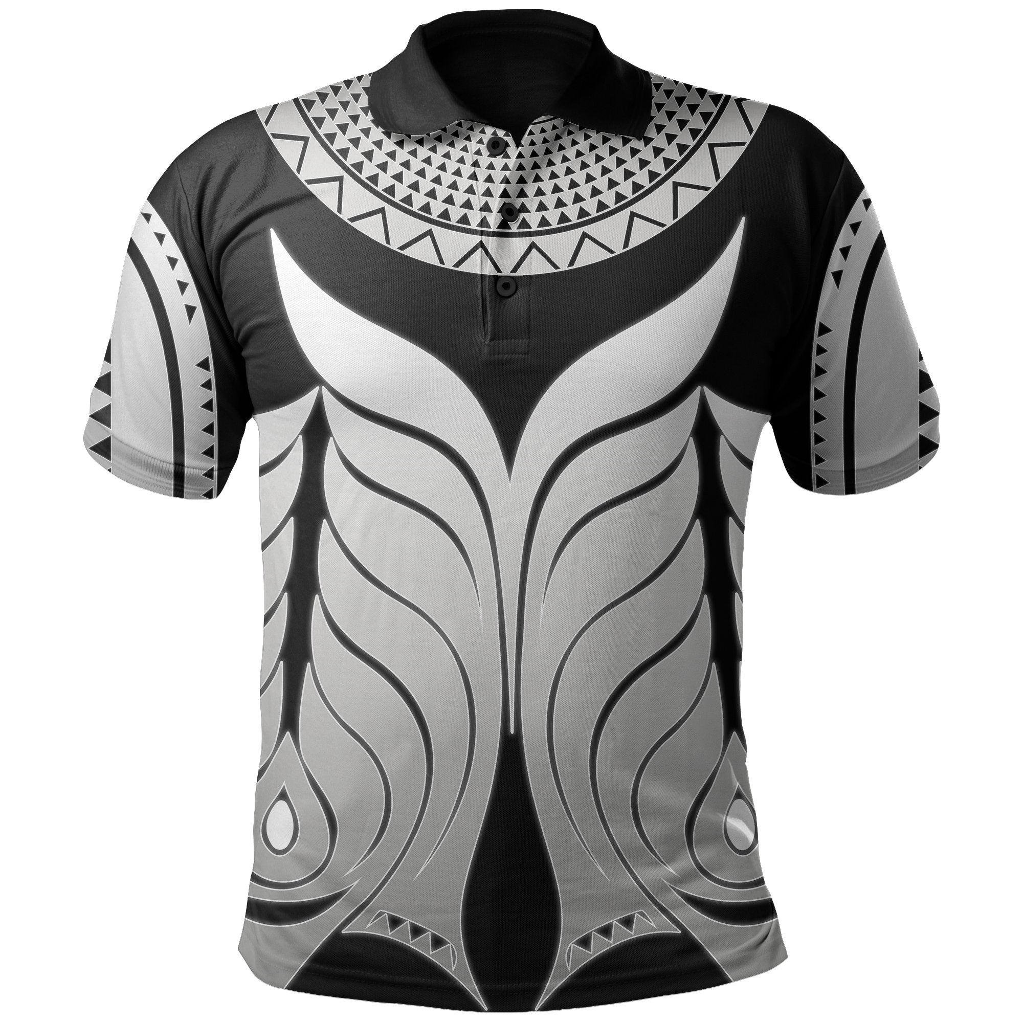 Yap Tribal Tattoo Polo Shirt White - Vibe Hoodie Shop