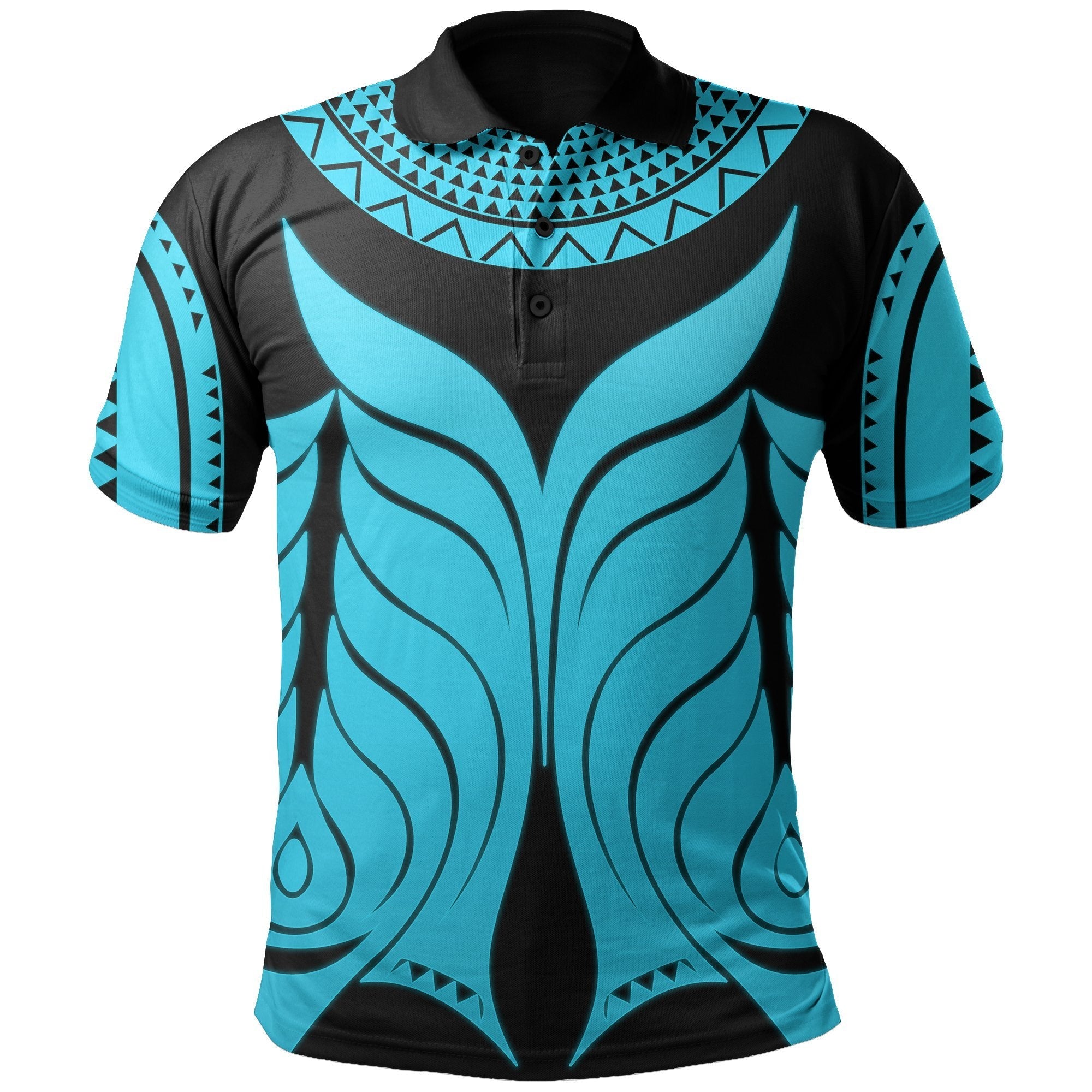 Yap Tribal Tattoo Polo Shirt Blue - Vibe Hoodie Shop