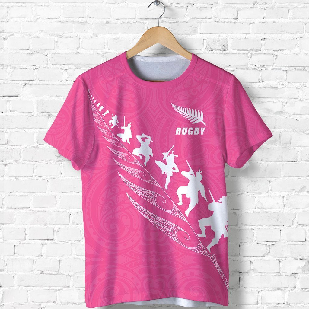 New Zealand Shirt, Rugby Haka Fern T shirt Pink - Vibe Hoodie Shop