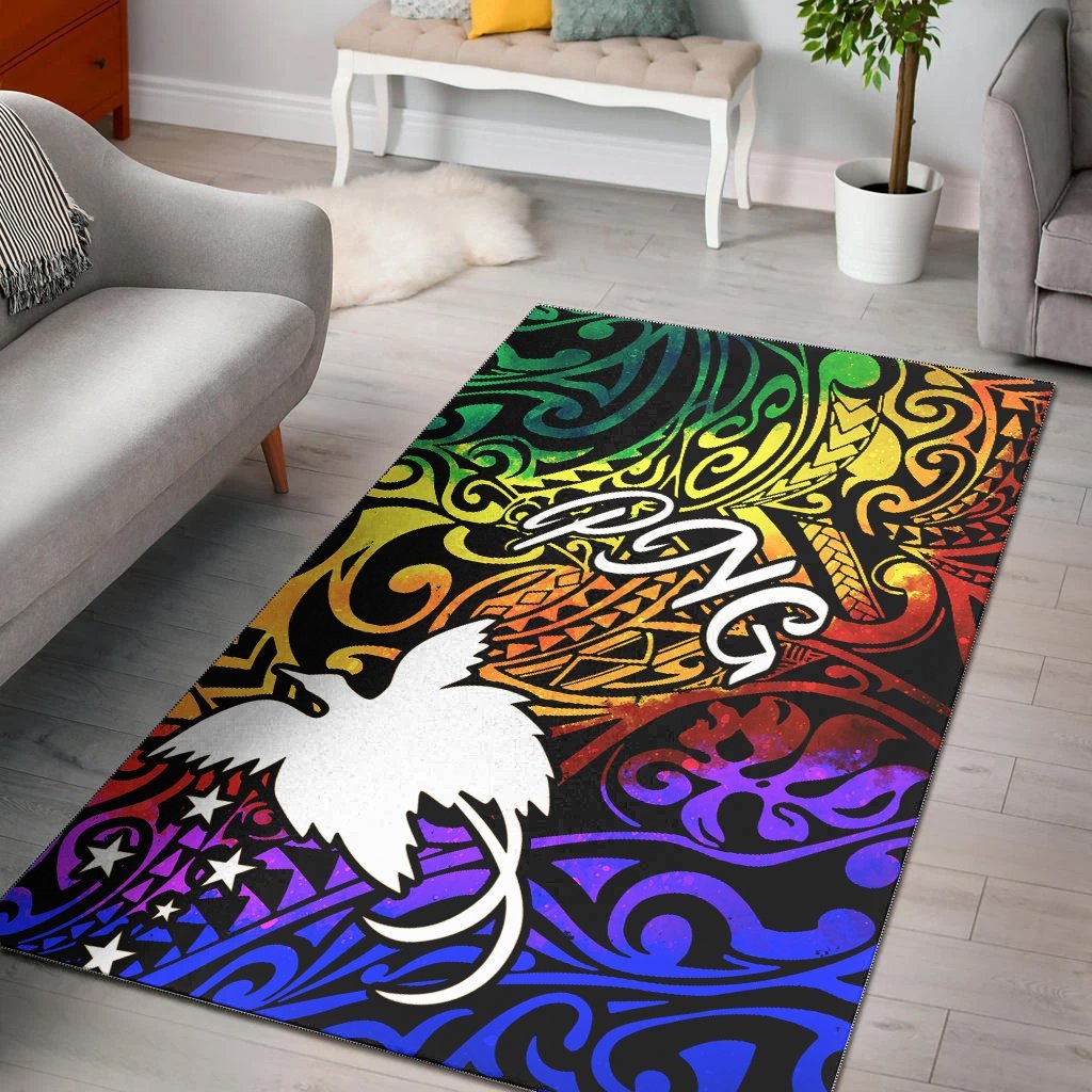 Papua New Guinea Area Rug - Rainbow Polynesian Pattern - Vibe Hoodie Shop