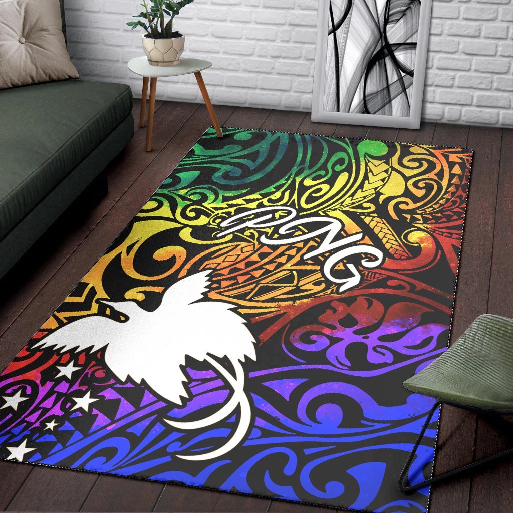 Papua New Guinea Area Rug - Rainbow Polynesian Pattern - Vibe Hoodie Shop