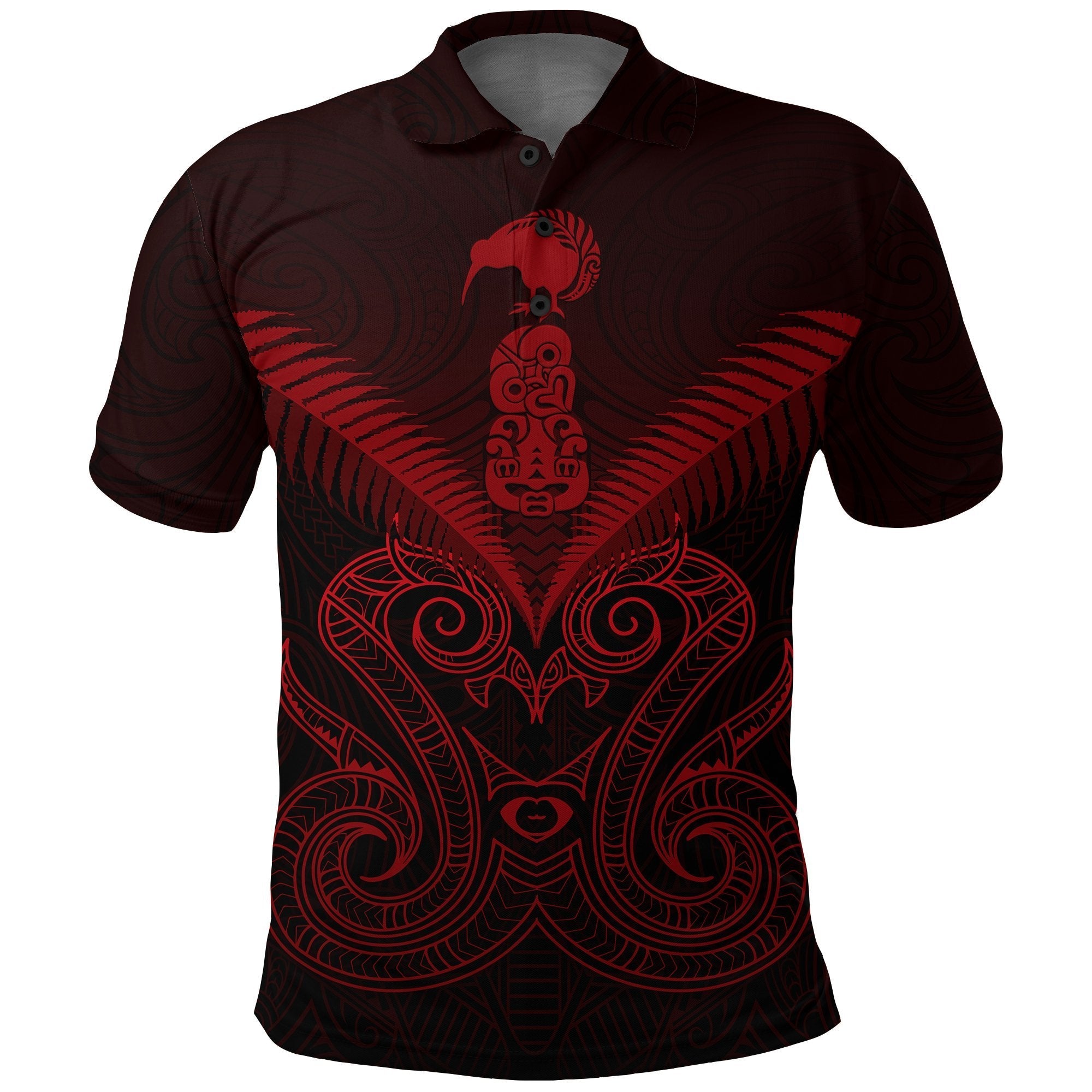 Maori Manaia New Zealand Polo Shirt Red - Vibe Hoodie Shop