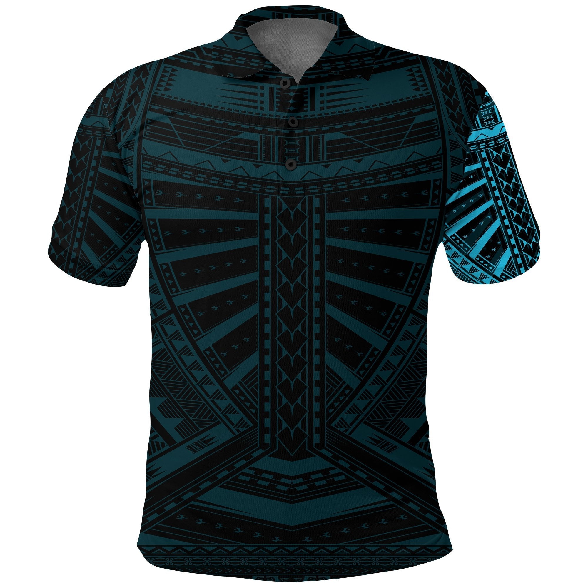 New Zealand Polo Shirt, Maori Samoan Polynesian Tattoo Golf Shirt - Blue - Vibe Hoodie Shop