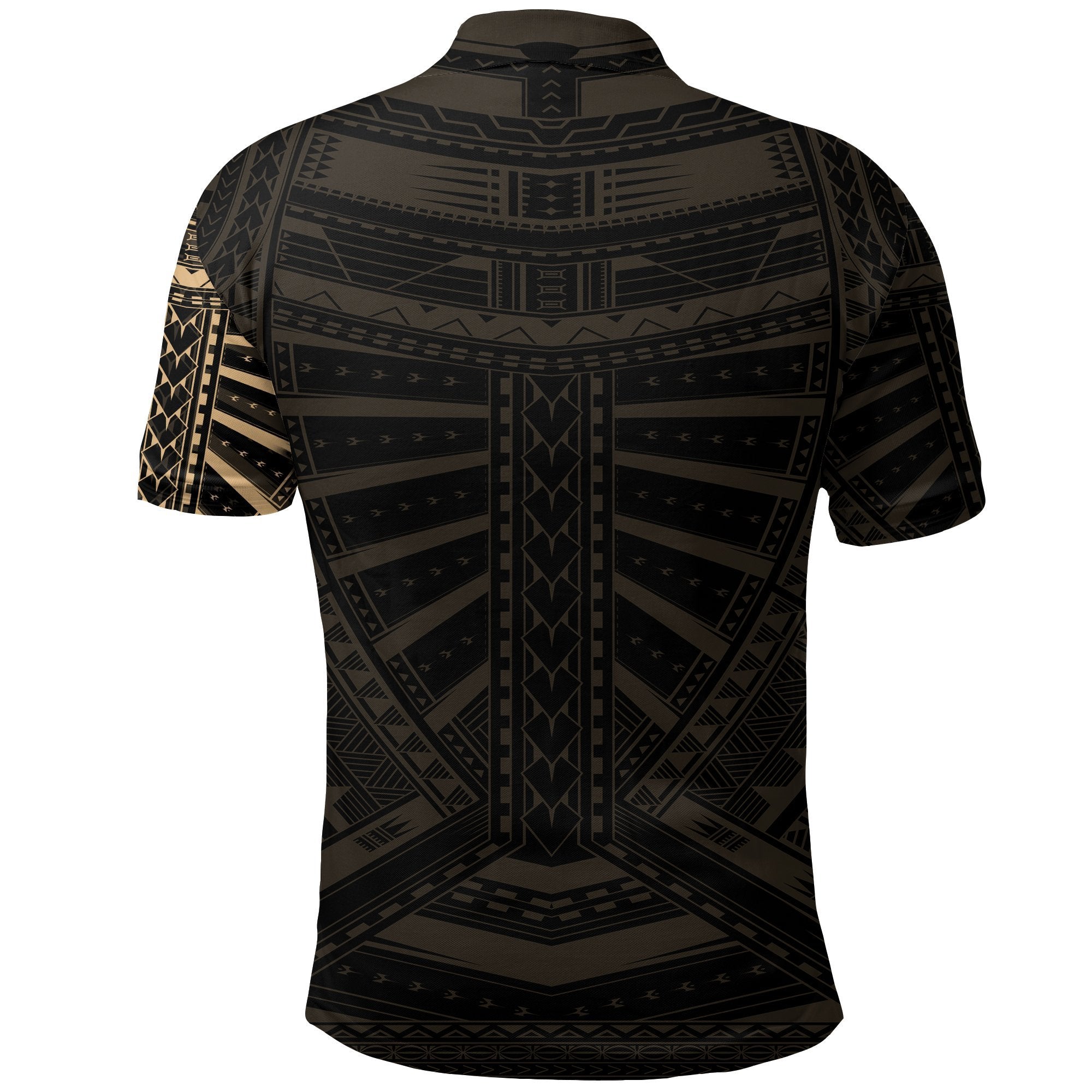 New Zealand Polo Shirt, Maori Samoan Polynesian Tattoo Golf Shirt - Gold - Vibe Hoodie Shop