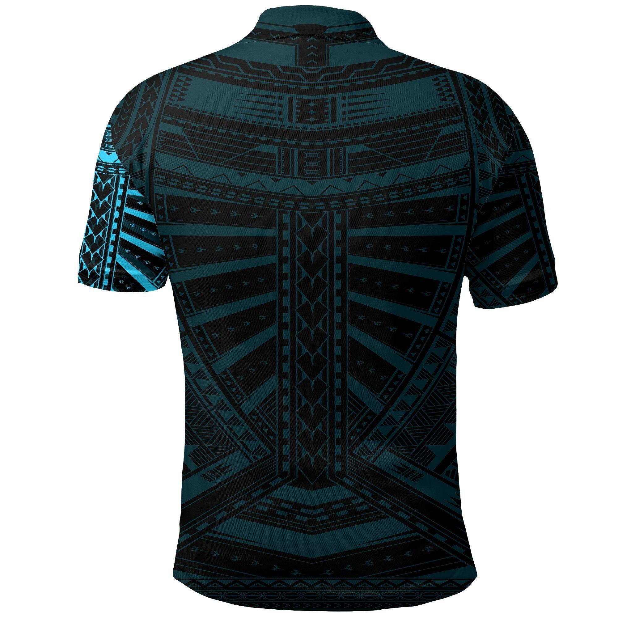 New Zealand Polo Shirt, Maori Samoan Polynesian Tattoo Golf Shirt - Blue - Vibe Hoodie Shop