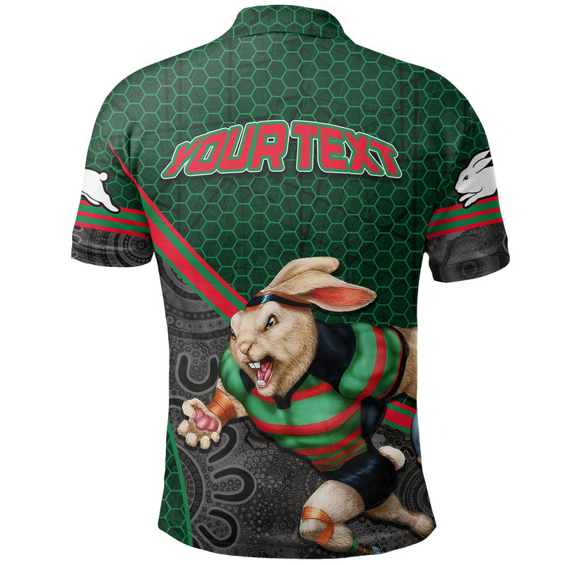 (Custom Personalised) Rabbitohs Rugby Polo Shirt Mix Aboriginal Simple - Vibe Hoodie Shop