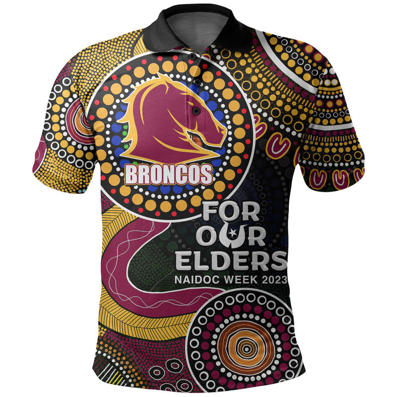 Broncos Rugby Polo Shirt NAIDOC 2023 Patterns - Vibe Hoodie Shop