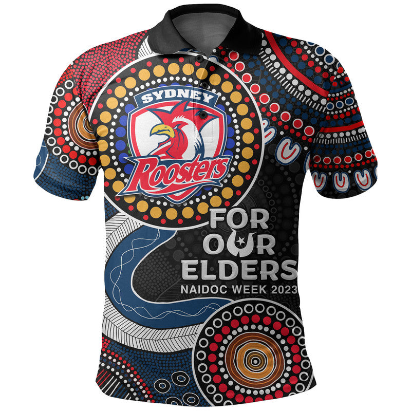 Roosters Rugby Polo Shirt NAIDOC 2023 Aboriginal - Vibe Hoodie Shop