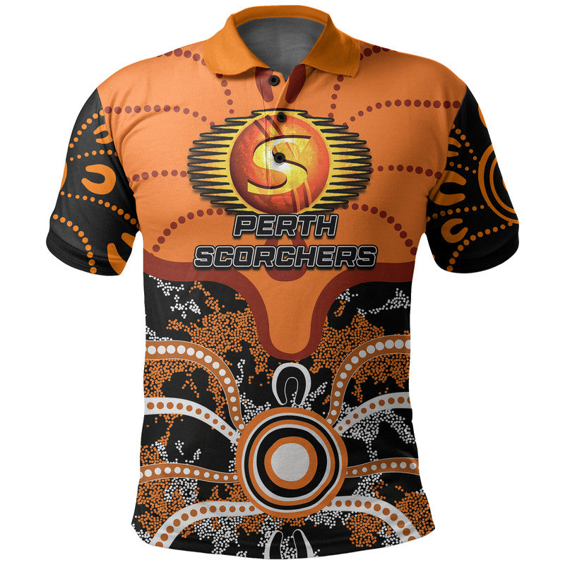 (Custom Personalised And Number) Perth Scorchers Polo shirt Cricket Dot Aboriginal - Vibe Hoodie Shop