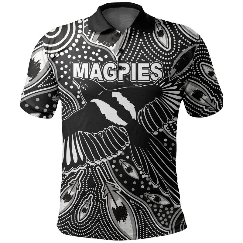 (Custom Personalised) Collingwood Magpies Polo Shirt Aboriginal Art - Vibe Hoodie Shop