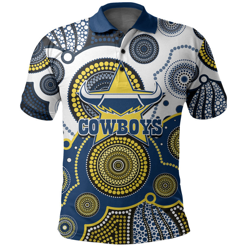 (Custom Personalised And Number) Cowboys Rugby Polo Shirt Aboriginal - Vibe Hoodie Shop