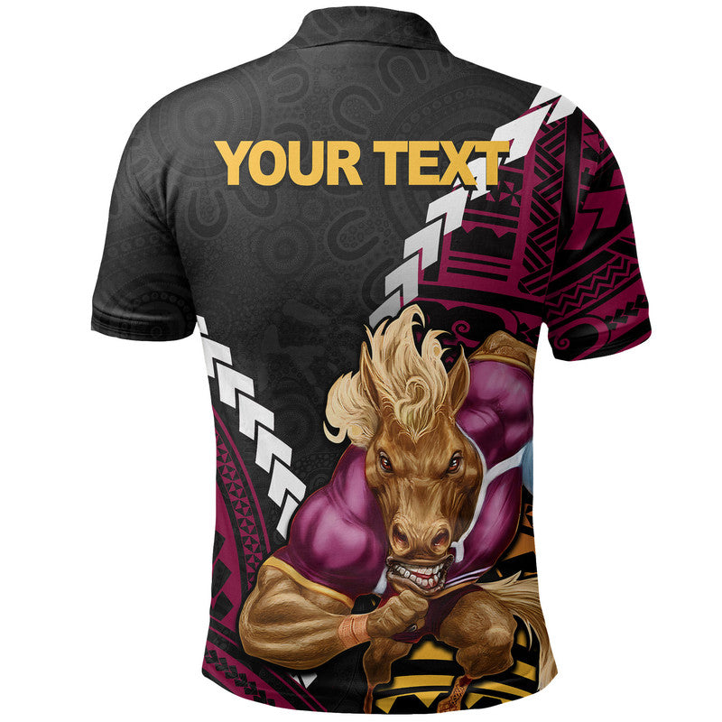 (Custom Personalised) Broncos Rugby Polo Shirt Mix Polynesian - Vibe Hoodie Shop