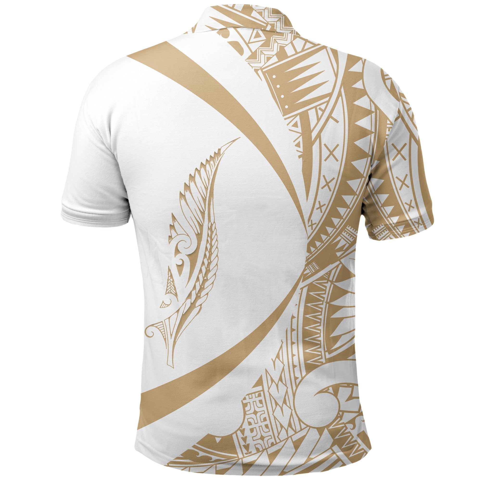 New Zealand Silver Fern Polo Shirt, Maori Tattoo Golf Shirts Circle Style - White - Vibe Hoodie Shop