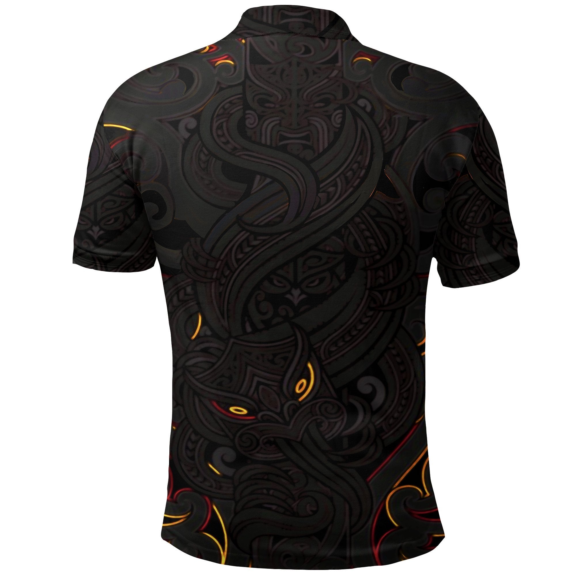 New Zealand Polo Shirt, Maori Gods Golf Shirt, Tumatauenga (God of War) - Black - Vibe Hoodie Shop