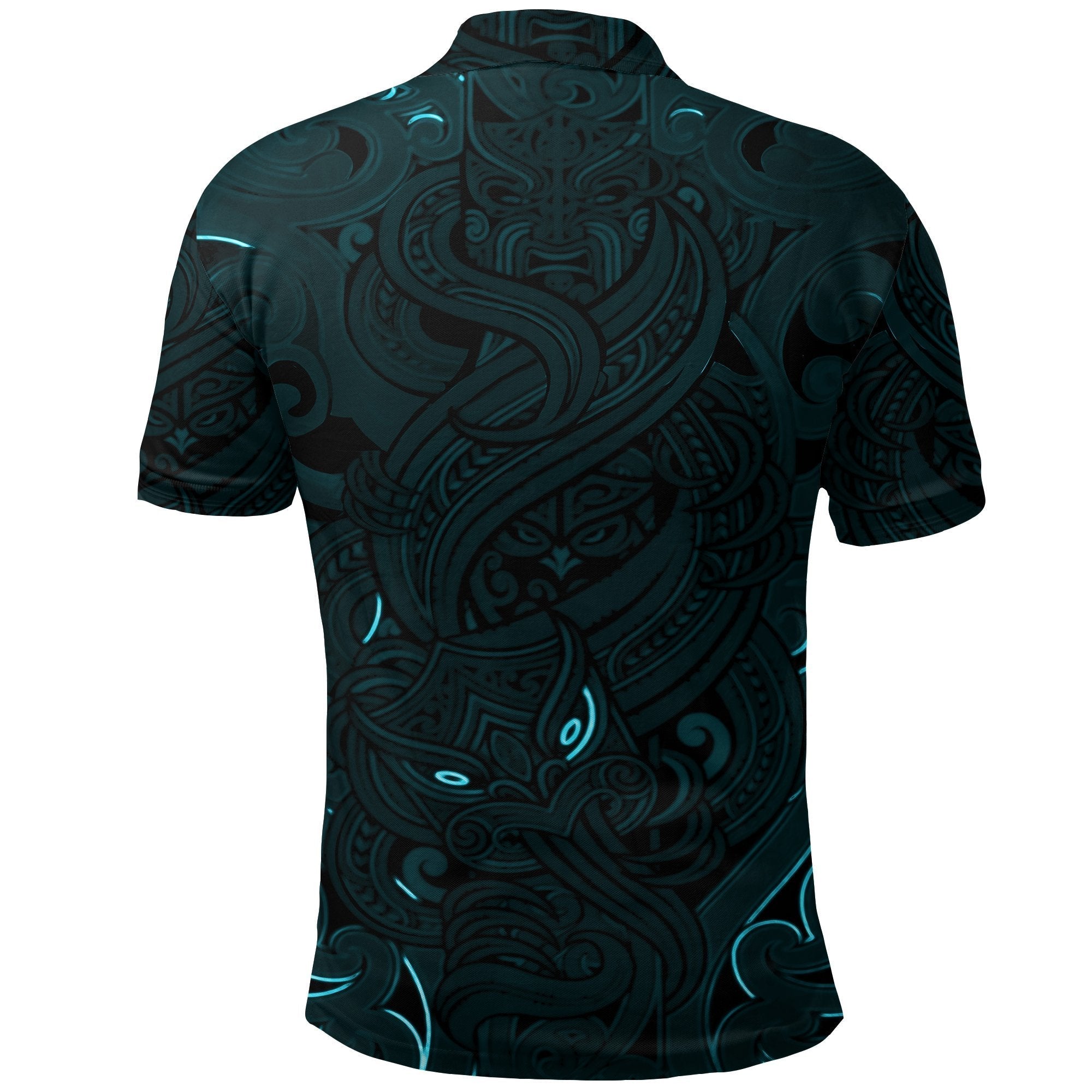 New Zealand Polo Shirt, Maori Gods Golf Shirt, Tumatauenga (God of War) - Turquoise - Vibe Hoodie Shop