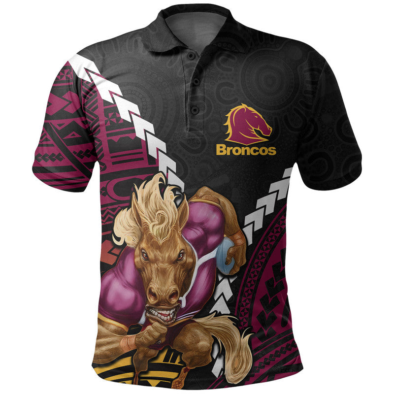 (Custom Personalised) Broncos Rugby Polo Shirt Mix Polynesian - Vibe Hoodie Shop