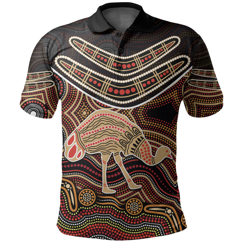 (Custom Personalised) Emu Aboriginal Boomerang Polo Shirt No.2 - Vibe Hoodie Shop