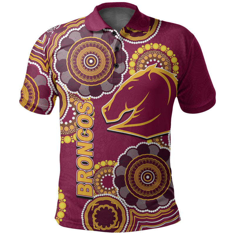 (Custom Personalised) Broncos Rugby Aboriginal Vibe Polo Shirt - Vibe Hoodie Shop