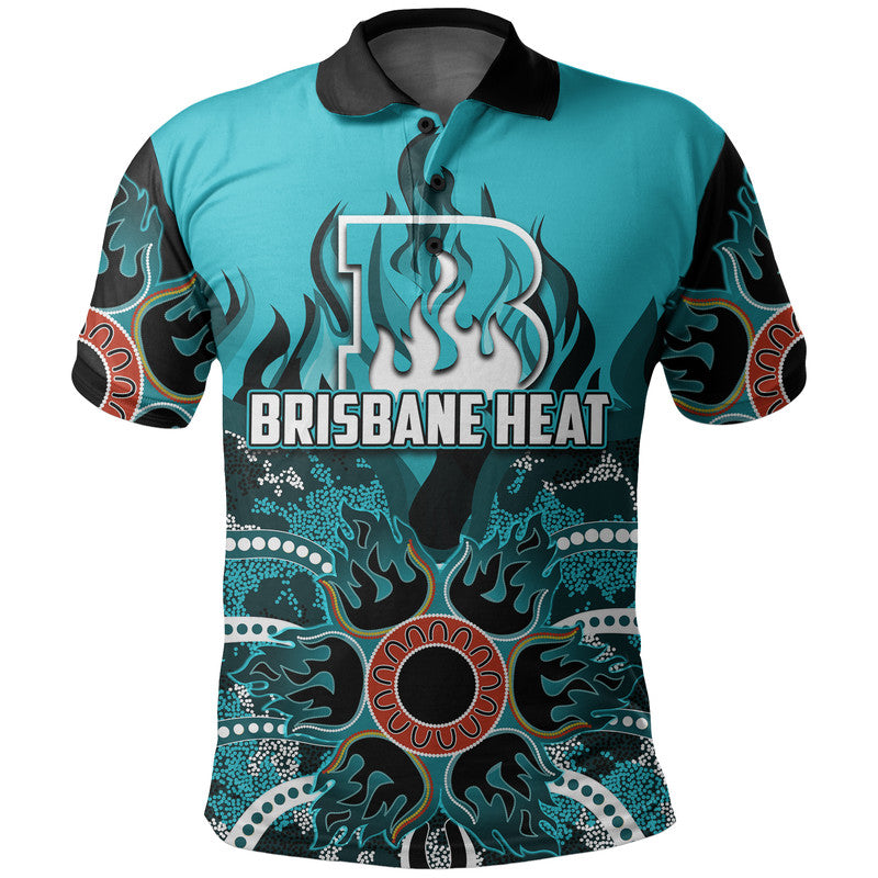 (Custom Personalised And Number) Brisbane Heat Polo shirt Cricket Dot Aboriginal - Vibe Hoodie Shop