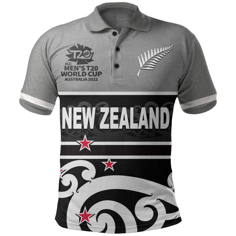 (Custom Personalised And Number) New Zealand Cricket Men's T20 World Cup Polo Shirt - Vibe Hoodie Shop