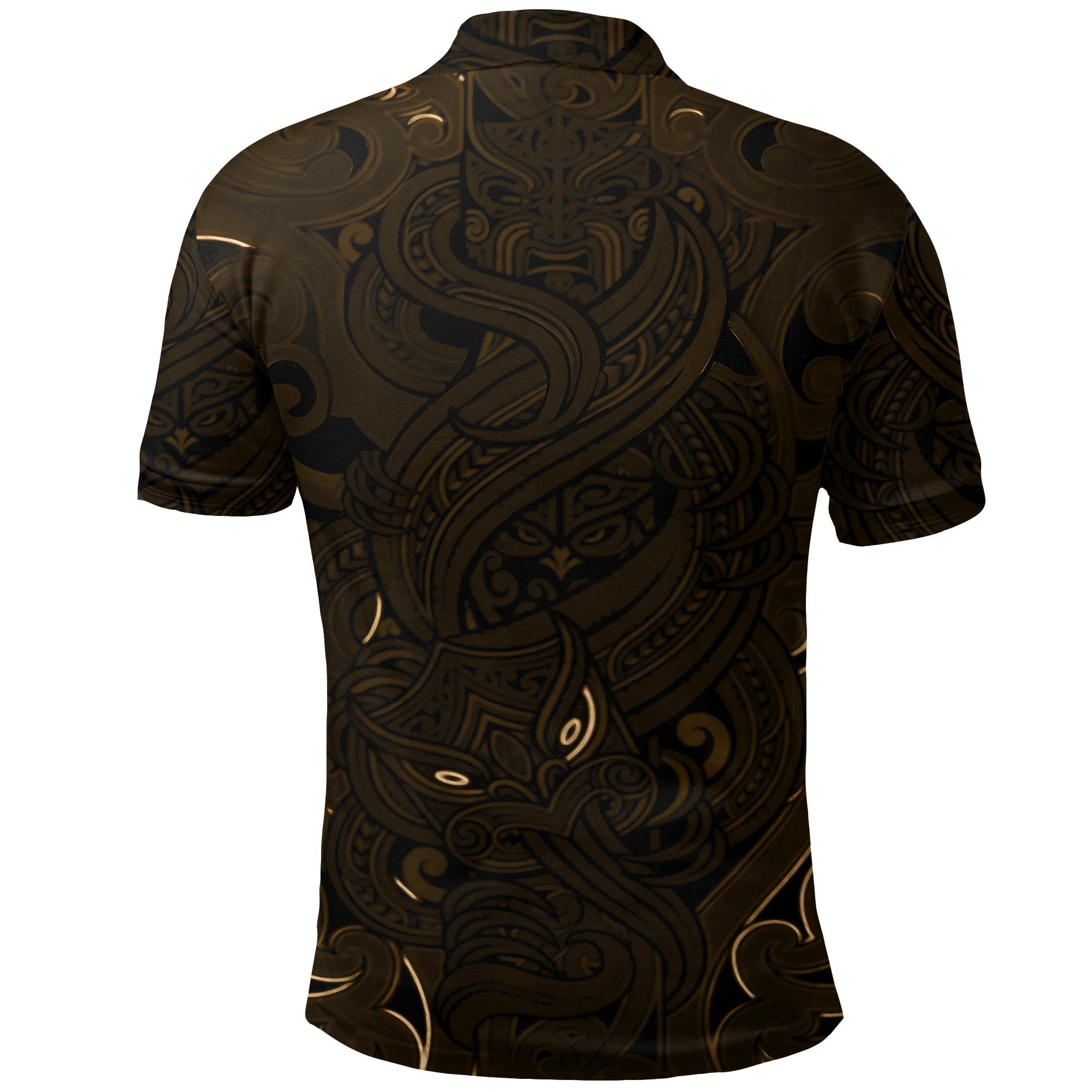 New Zealand Polo Shirt, Maori Gods Golf Shirt, Tumatauenga (God of War) - Gold - Vibe Hoodie Shop