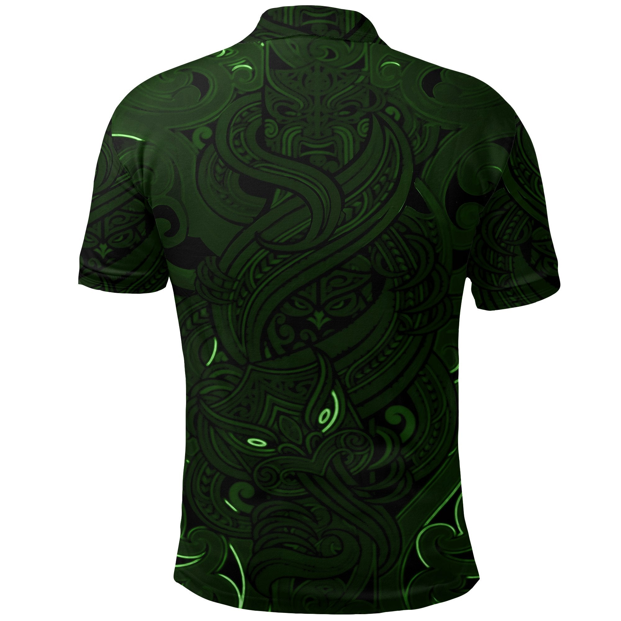 New Zealand Polo Shirt, Maori Gods Golf Shirt, Tumatauenga (God of War) - Green - Vibe Hoodie Shop