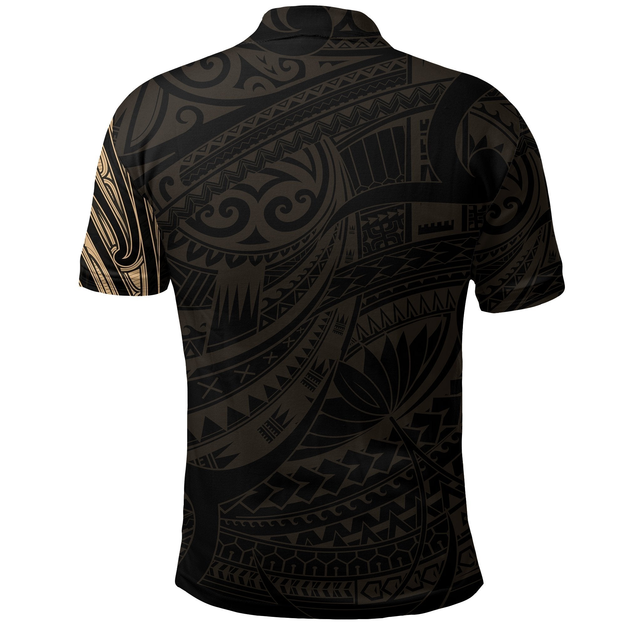 New Zealand Polo Shirt Maori Lion Tattoo - Gold - Vibe Hoodie Shop