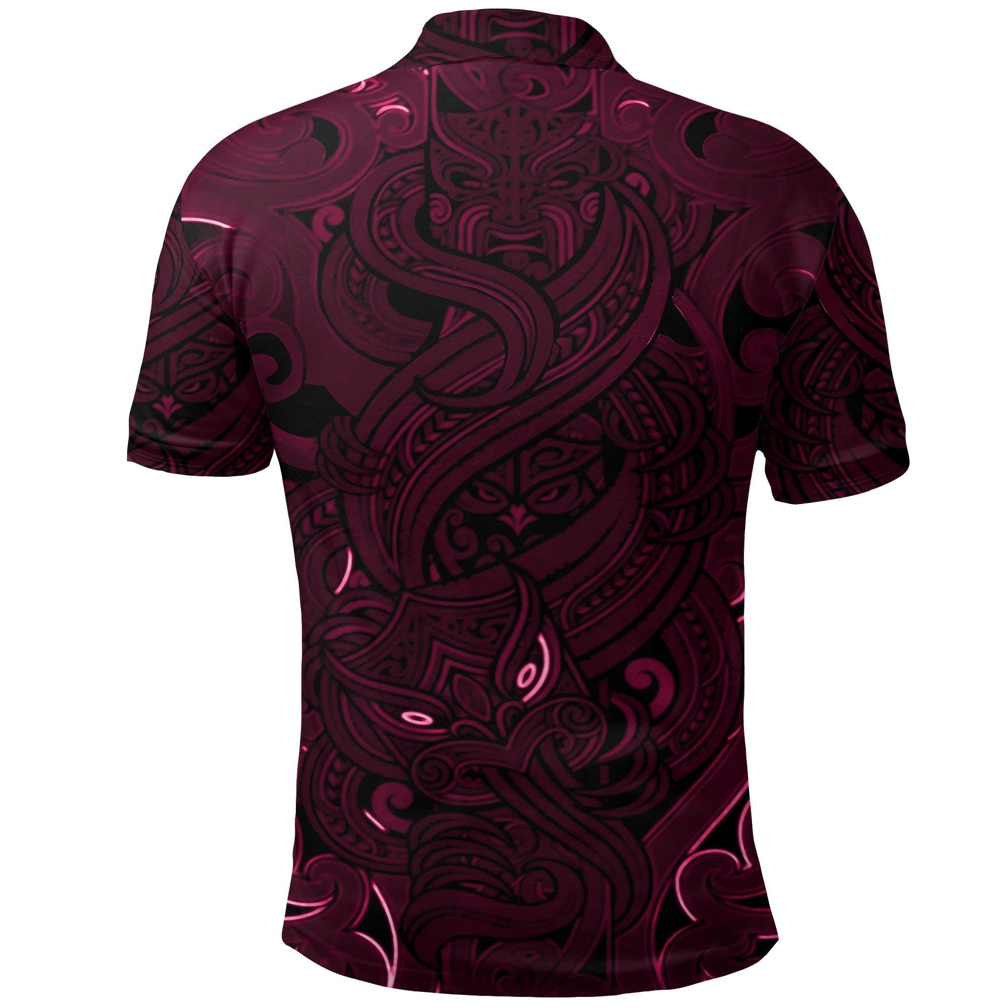 New Zealand Polo Shirt, Maori Gods Golf Shirt, Tumatauenga (God of War) - Pink - Vibe Hoodie Shop