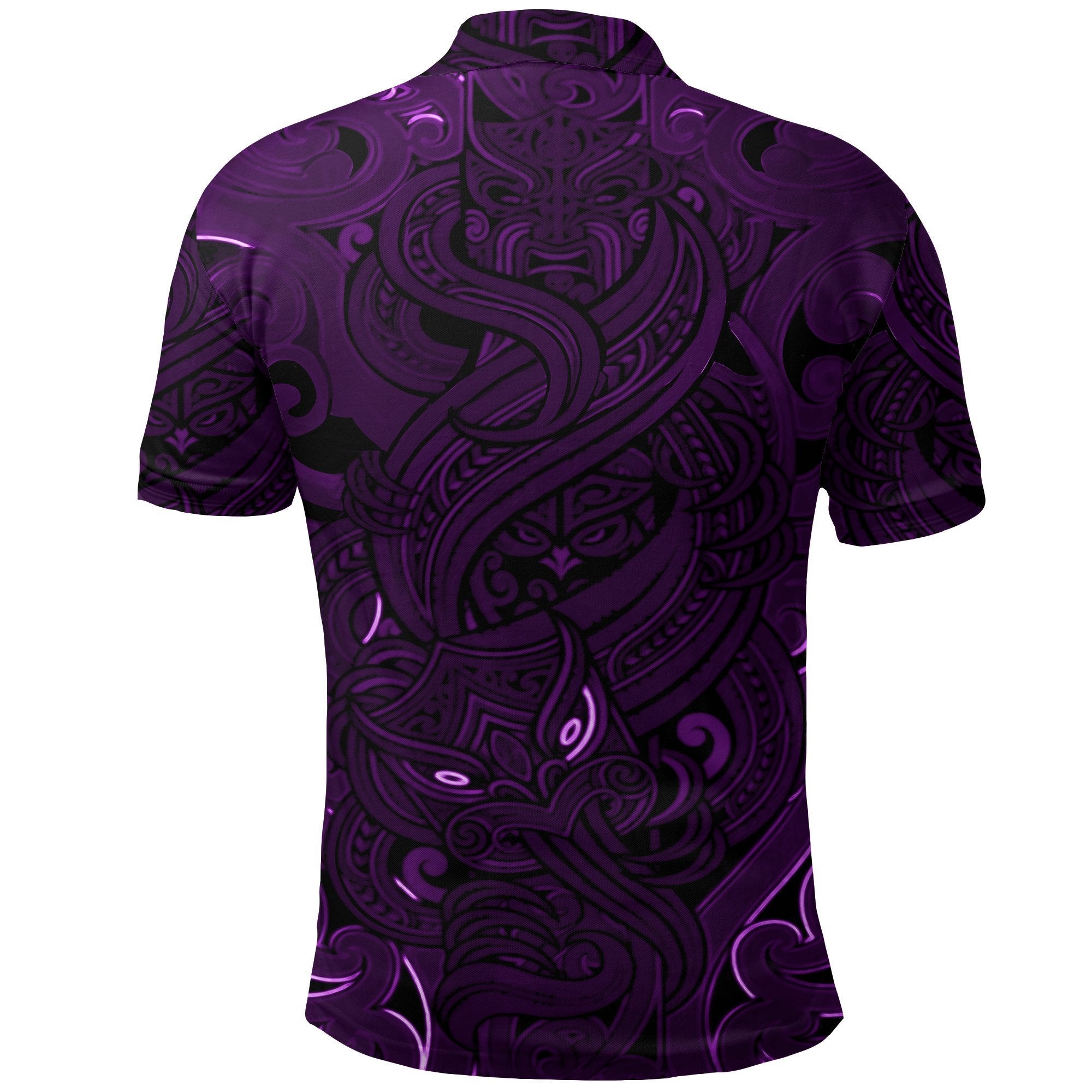 New Zealand Polo Shirt, Maori Gods Golf Shirt, Tumatauenga (God of War) - Purple - Vibe Hoodie Shop