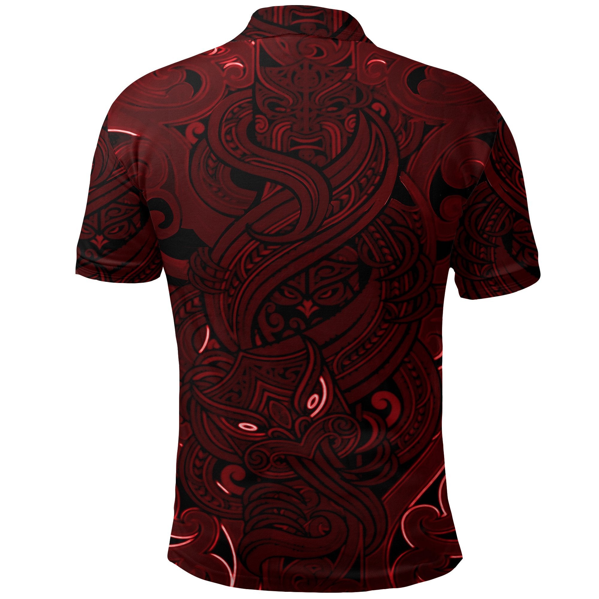 New Zealand Polo Shirt, Maori Gods Golf Shirt, Tumatauenga (God of War) - Red - Vibe Hoodie Shop