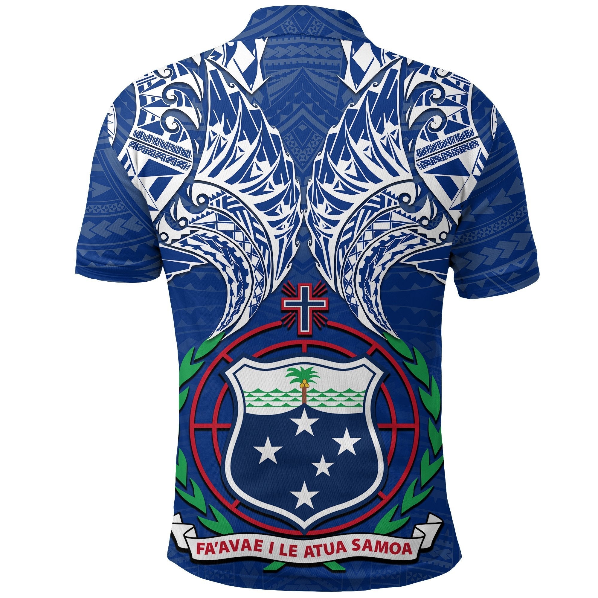 Samoan Tribal Tattoo Polo Shirt Blue - Vibe Hoodie Shop