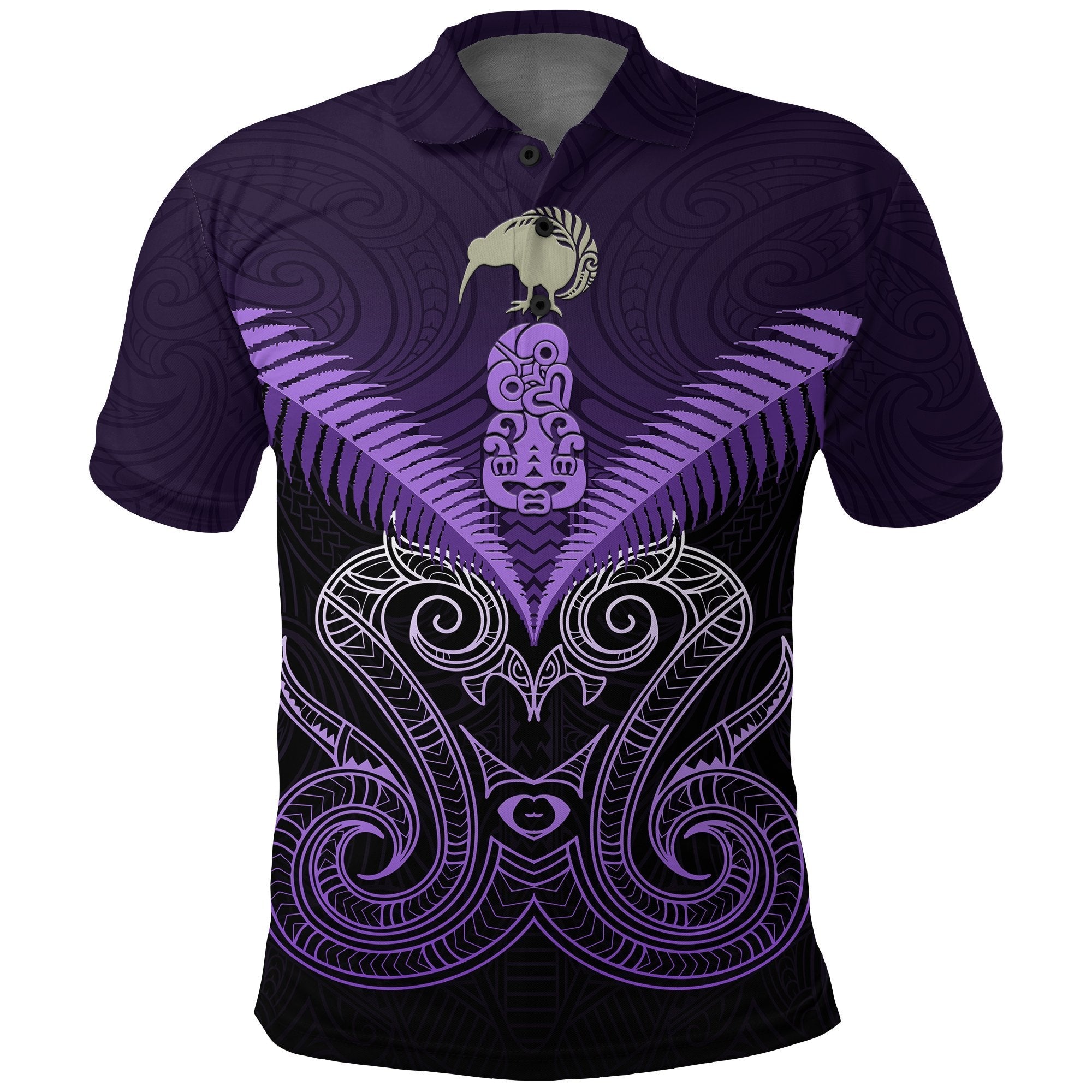 Maori Manaia New Zealand Polo Shirt Purple - Vibe Hoodie Shop