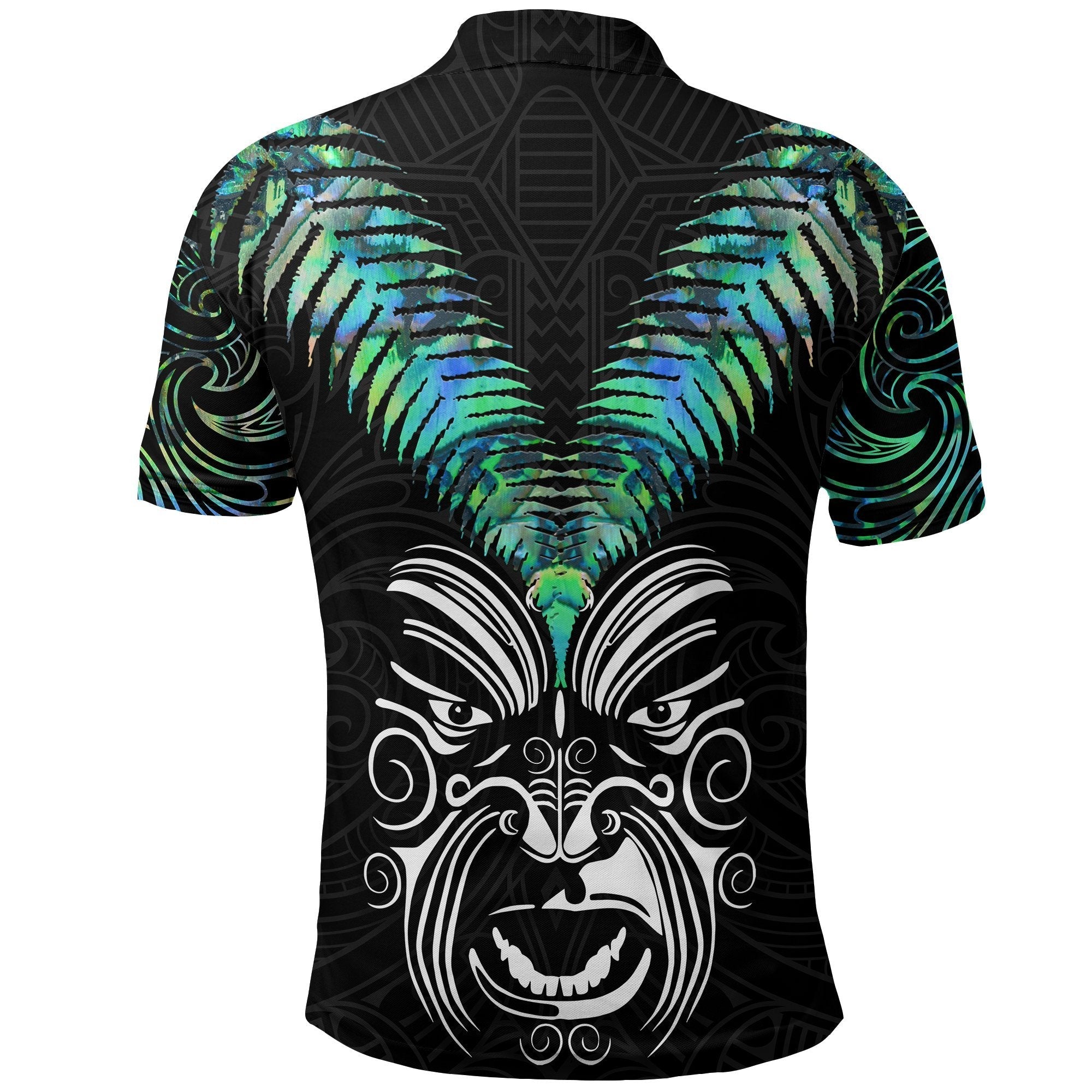 New Zealand Maori Moko Polo Shirt Paua Shell - Vibe Hoodie Shop