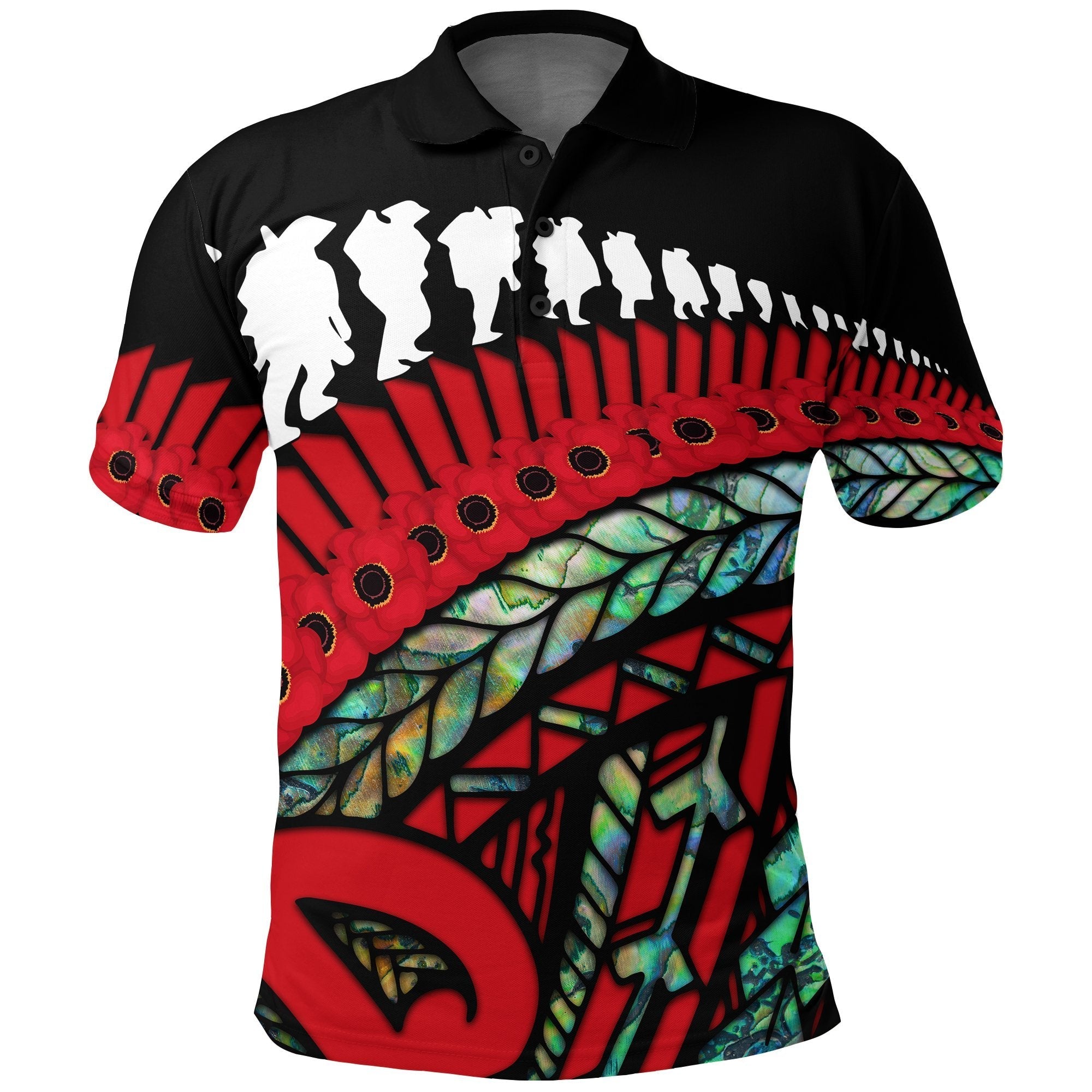 ANZAC New Zealand Polo Shirt, Poppies Lest We Forget Maori Golf Shirt Soldiers Paua - Vibe Hoodie Shop